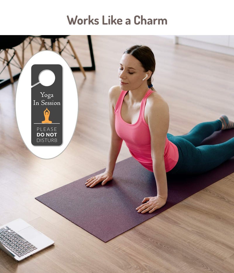 Fun-Plus Do Not Disturb Door Hanger Sign, 2 Pack, Please Do Not Disturb Sign, Yoga In Session - Image 4